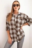 Women's cotton plaid shirt with a distressed effect brown