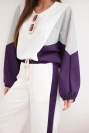 Damen-Set mit lockerer Bluse und Hose mit weitem Bein dunkelviolett