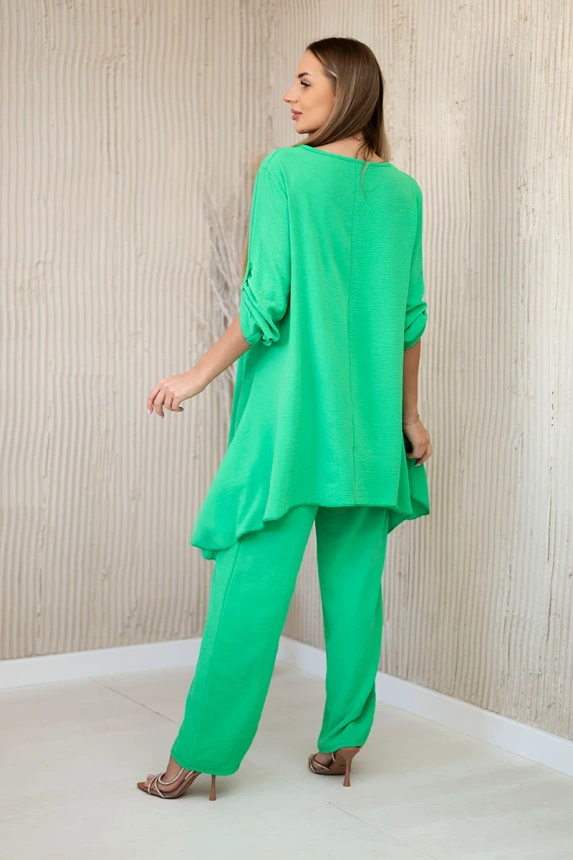 Set Bluse + Hose mit Anhänger hellgrün