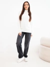 Women's sweater with a mock turtleneck and long sleeves ecru