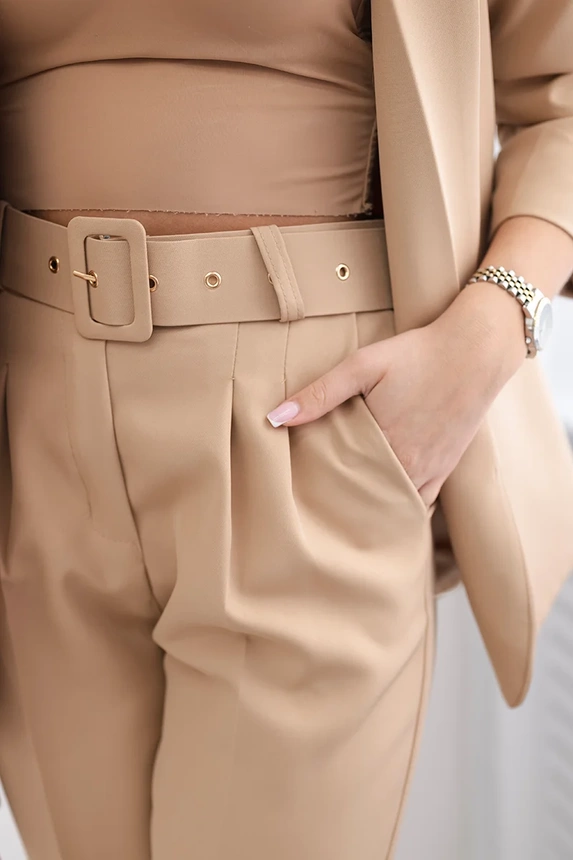 Elegant set of jackets and trousers light camel