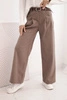 Women's pants with wide legs and a belt camel