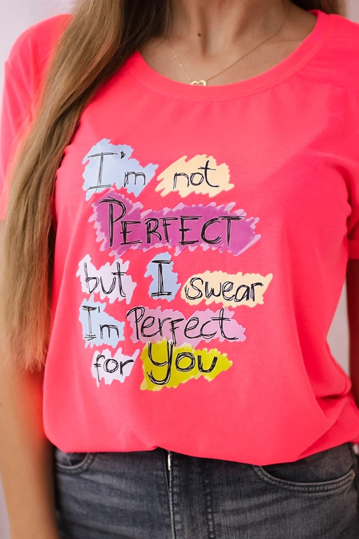 Perfekte rosa Bluse mit Neonprint