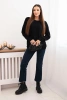 Women's viscose sweater with lace pattern and long sleeves black