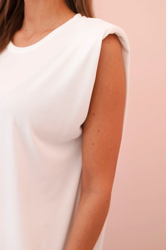 Women's set made of viscose with no sleeves and straight trousers ecru