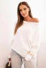 Damenpullover aus Viskose asymmetrisch Batwing ecru