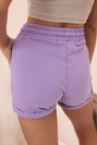 Women's cotton shorts with elastic and tie at the waist purple