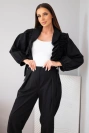 Women's cotton set with ruched sweatshirt and pants black