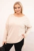 Asymmetrical Plus Size women's blouse with long sleeves beige
