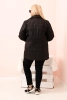 Dámska bunda Plus Size prešívaná s golierom a gombíkom čierna