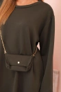 Dámská viskózová sukýnka Plus Size s kabelkou na řetízku khaki