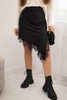 Women's viscose skirt with lace and asymmetrical hem black