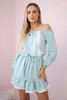 Off-the-shoulder dress and lace dark mint