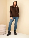 Damen Oversize Pullover mit Rundhalsausschnitt und Bündchen braun