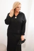 Dámská souprava Plus Size se saténovým leskem a krajkou černý