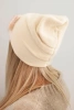 Women's hat with decorative fur flowers elegant beige