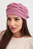 Women's winter wool hat with decorative braid and studs K397 purple