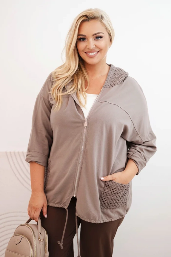 Moteriška Plus Size oversize medvilninė palaidinė su ilgomis rankovėmis fango