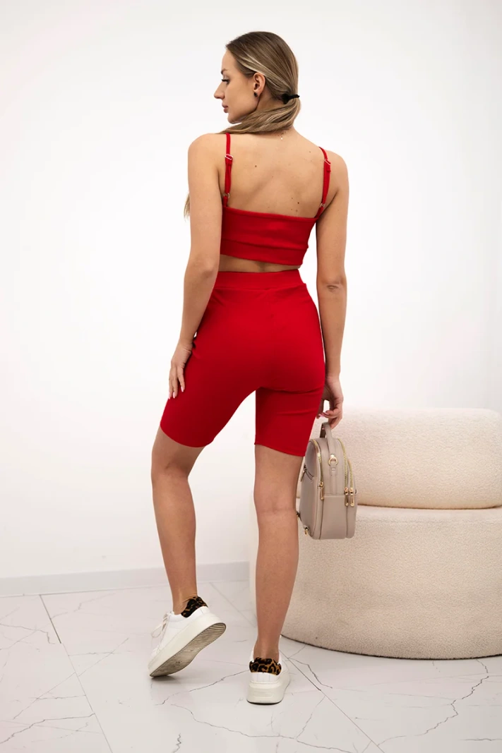 Set mit hochtaillierter Hose rot