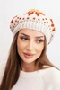 Women's winter wool hat with zirconia and pattern K455 mocha
