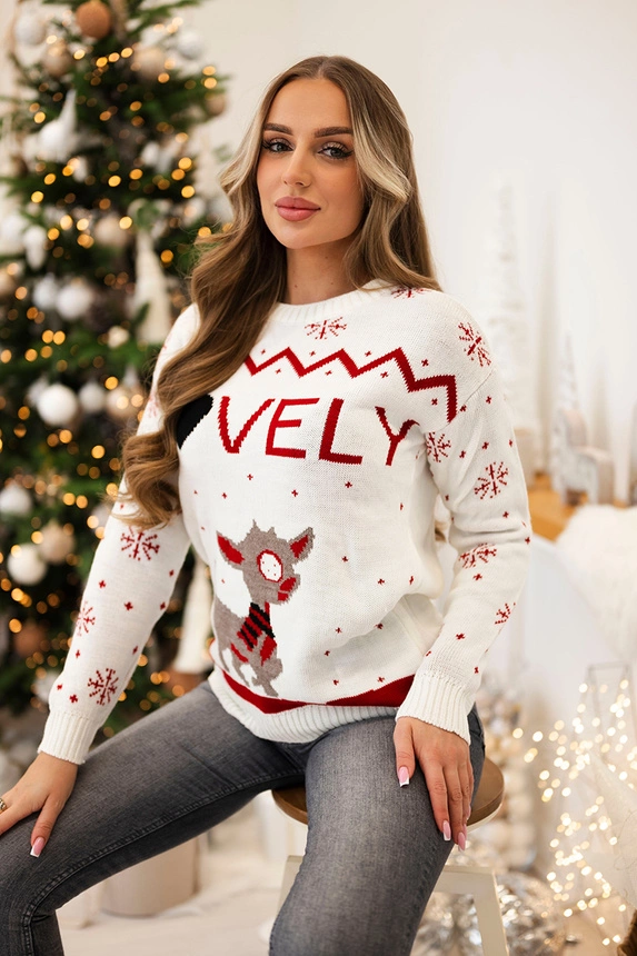 Kalėdinis džemperis su ekru spalvos užrašu