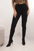 Women's cotton trousers with a tie at the waist and tapered leg black