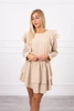 Dress with vertical flounces beige