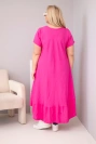 Dámské šaty plus size s krátkým rukávem a volánem z lehké viskózy fuchsiová