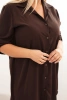 Plus Size women's shirt dress with a longer back and rolled-up sleeves brown
