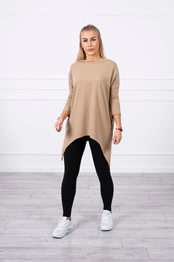 Dviračiu marginti džemperio marškinėliai camel