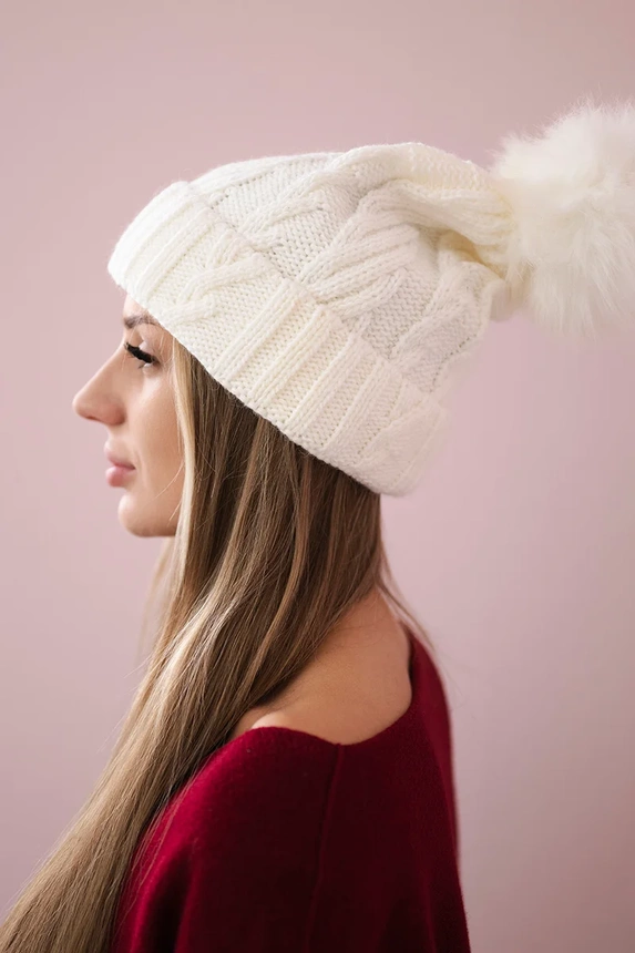 Cap with fleece Warkocz K226 white