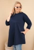 Plus Size women's dress made of viscose with a loose fit and long sleeves navy blue