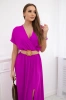 Long dress with a decorative belt dark purple