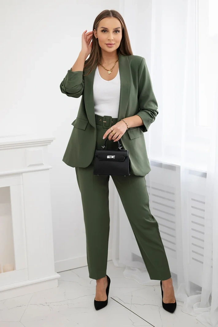 Elegantná súprava saka a nohavíc Khaki