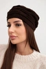 Women's winter wool hat with decorative weave and studs K397 brown