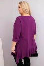 Damenbluse Plus Size aus Baumwolle mit Rüsche und umgeschlagenem Ärmel dunkelviolett