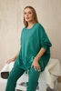 Oversize cotton set sweatshirt + pants green