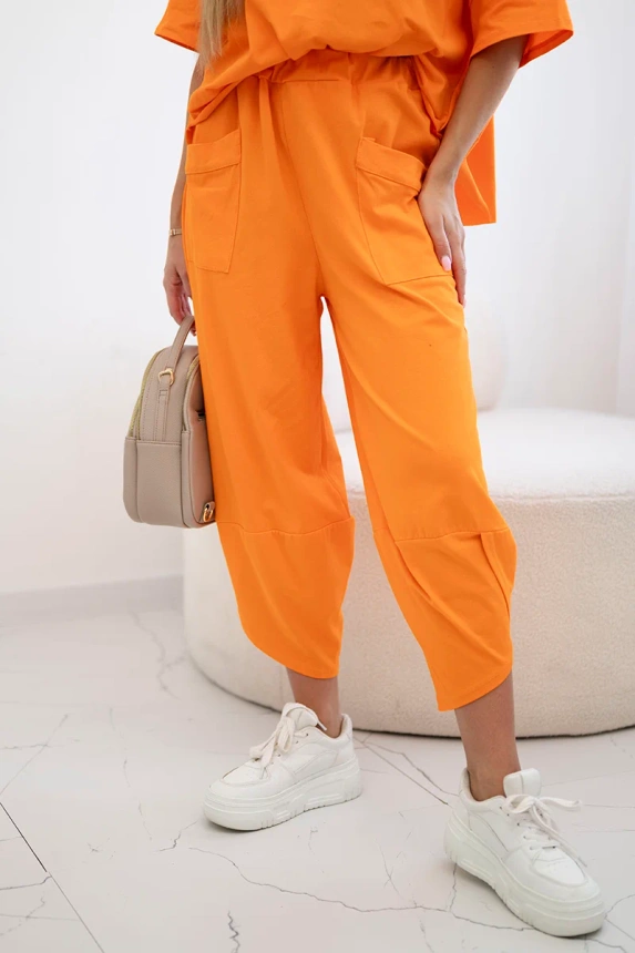 Cotton set blouse + trousers orange