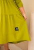 Women's cotton Plus Size dress with ruffles and rolled-up sleeves pistachio