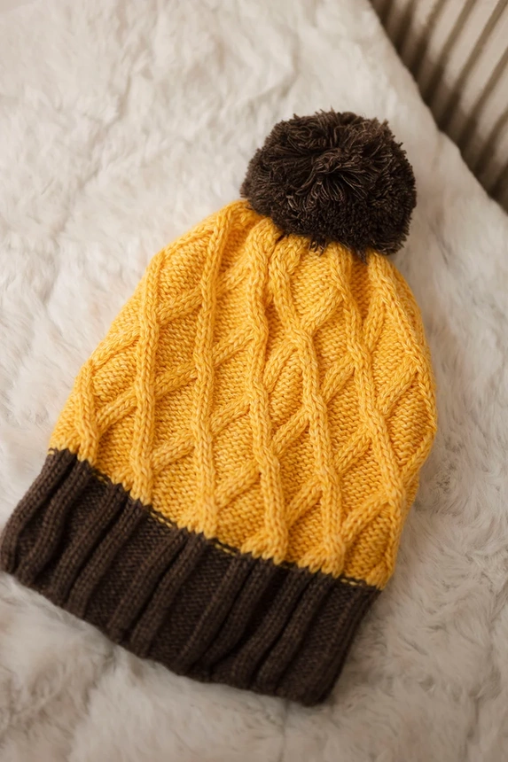 Cap with fleece Milano K203 žltá+mocca