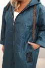 Plus Size women's quilted jacket with a hood and the inscription HOPE sea green