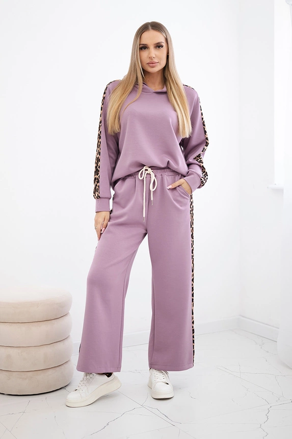 Viskózová souprava s leopardími pruhy tmavě růžová