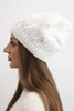 Women's winter wool hat with zirconia and pattern K455 mocha