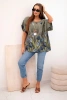 Women's cotton shirt with a floral pattern khaki