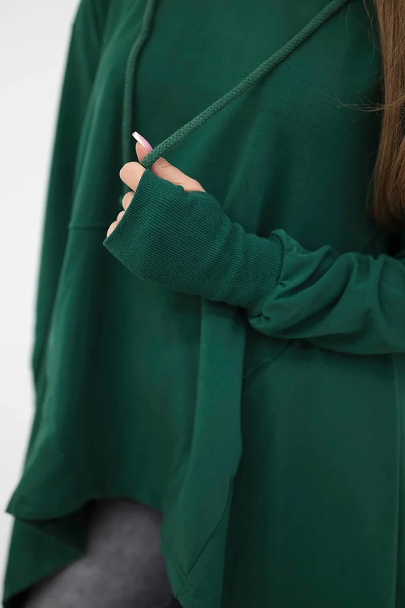 Bluse mit ausgestelltem Saum dunkelgrün