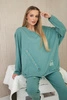 Oversize cotton set sweatshirt + pants dark mint