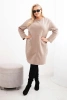 Moteriška suknelė Plus Size su kišene ir 3/4 rankovėmis sviestinis spalvos kamelinis