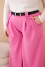 Damen Plus Size Viskosehosen mit weitem Bein und Gürtel rosa