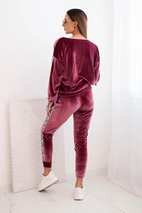 Velor set Love dark pink