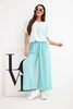 Women's viscose set with a striped blouse and wide pants with an elastic mint